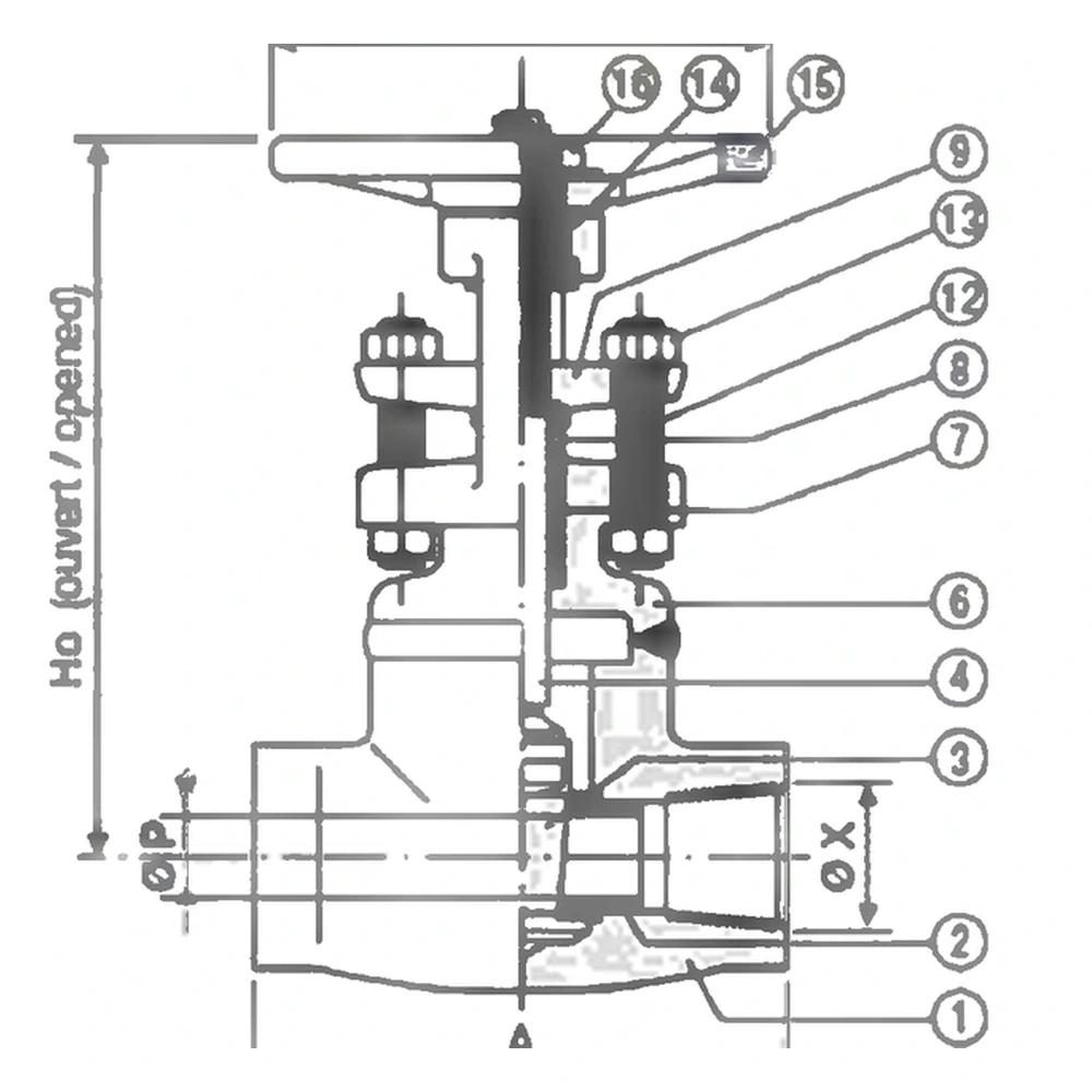 Forged gate, welded bonnet, standard port